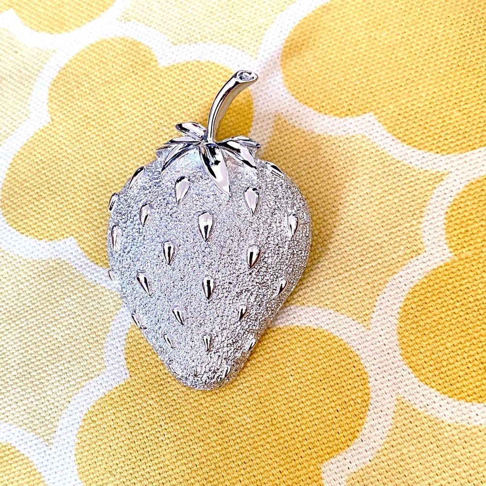Vintage Sara Coventry Strawberry Ice Silver Brooch Pin
